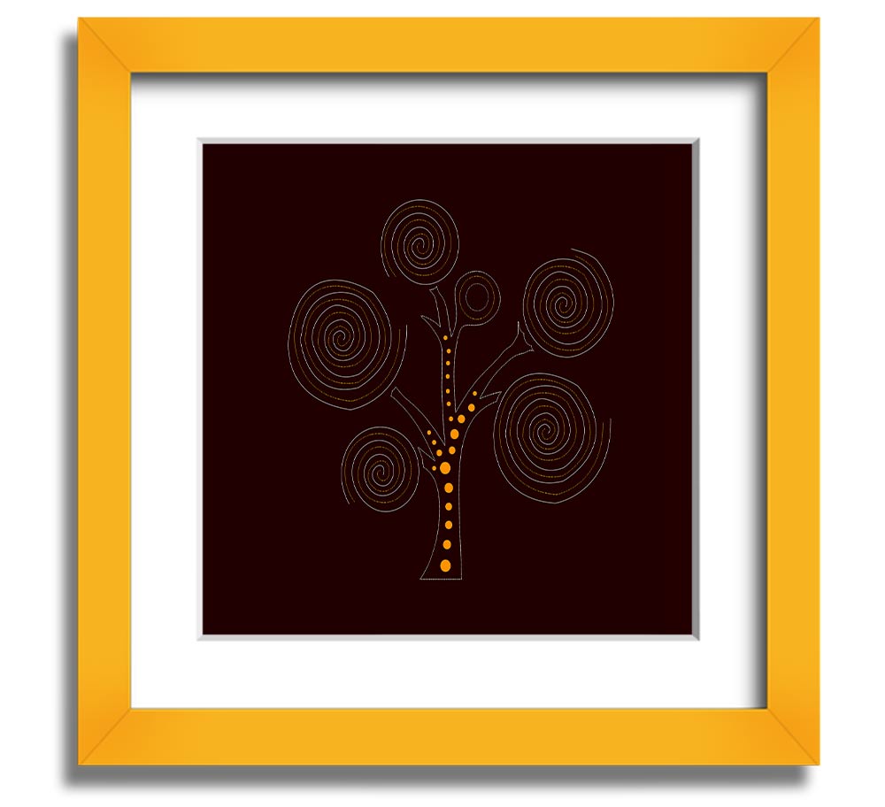 Aboriginal Tree 3 Square Framed Print showcasing vibrant colors and intricate details, framed in a stylish border.